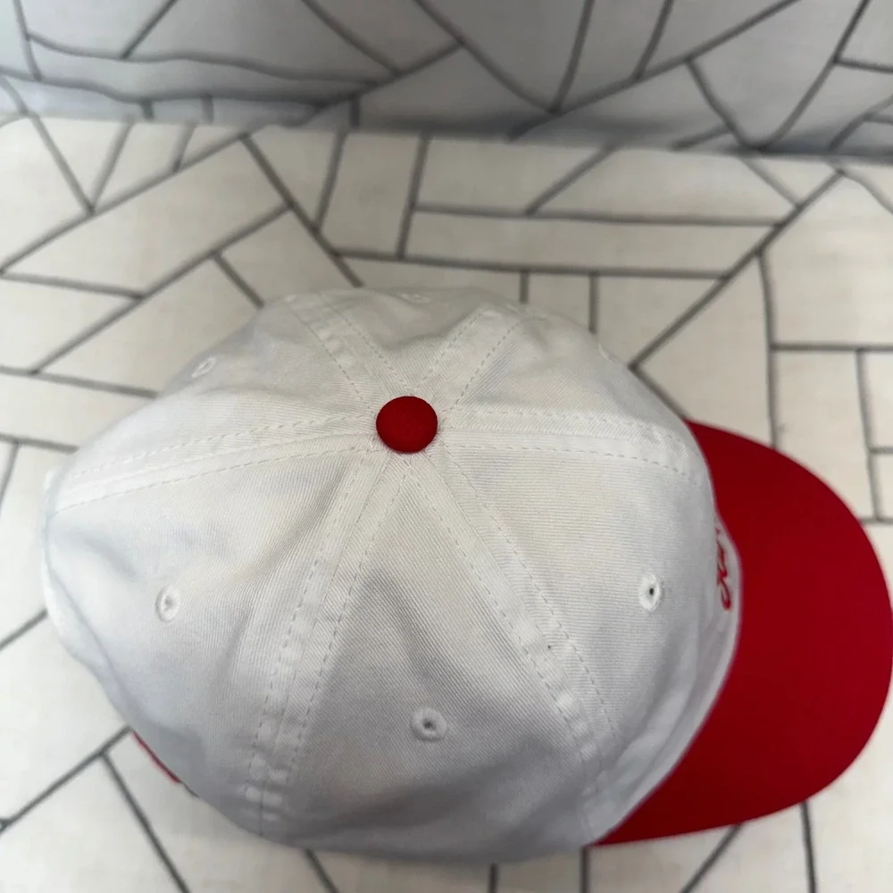 Sunday Golf Hat OS White Red Embroidered Logo Adjustable Strapback Dad Cap